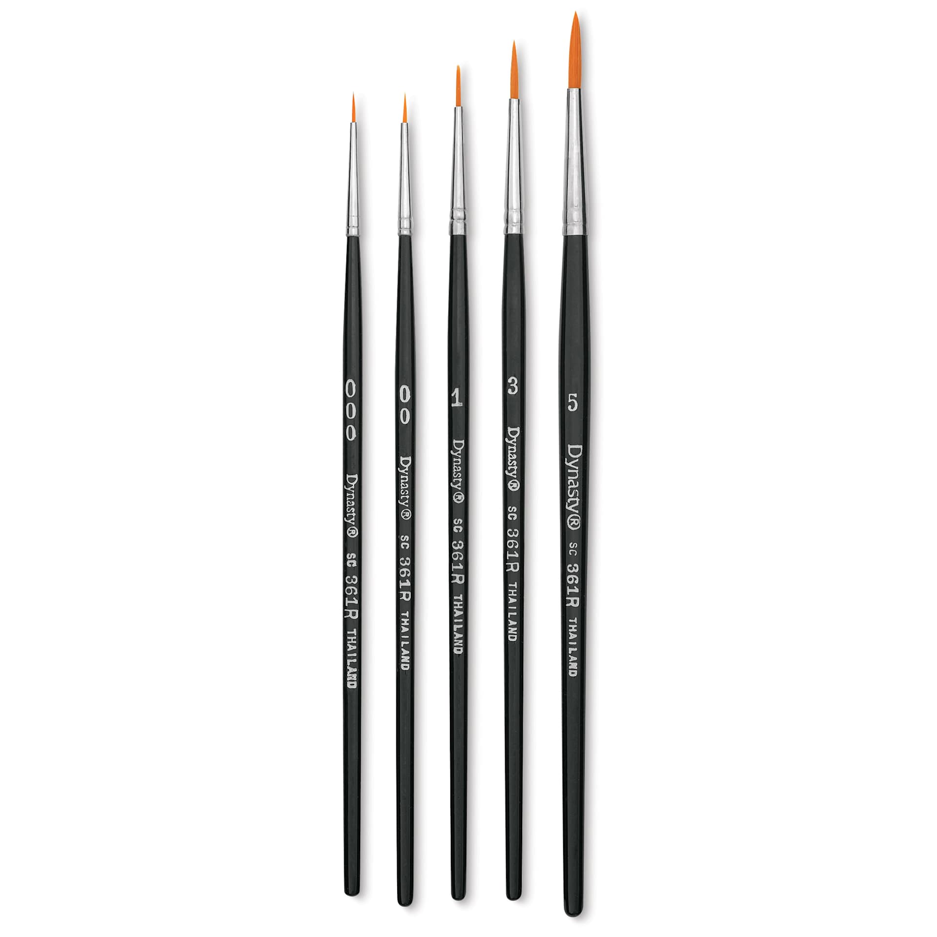Dynasty Finest Golden Synthetic Brushes - Set 2, Round, Short Handle, Set of 5