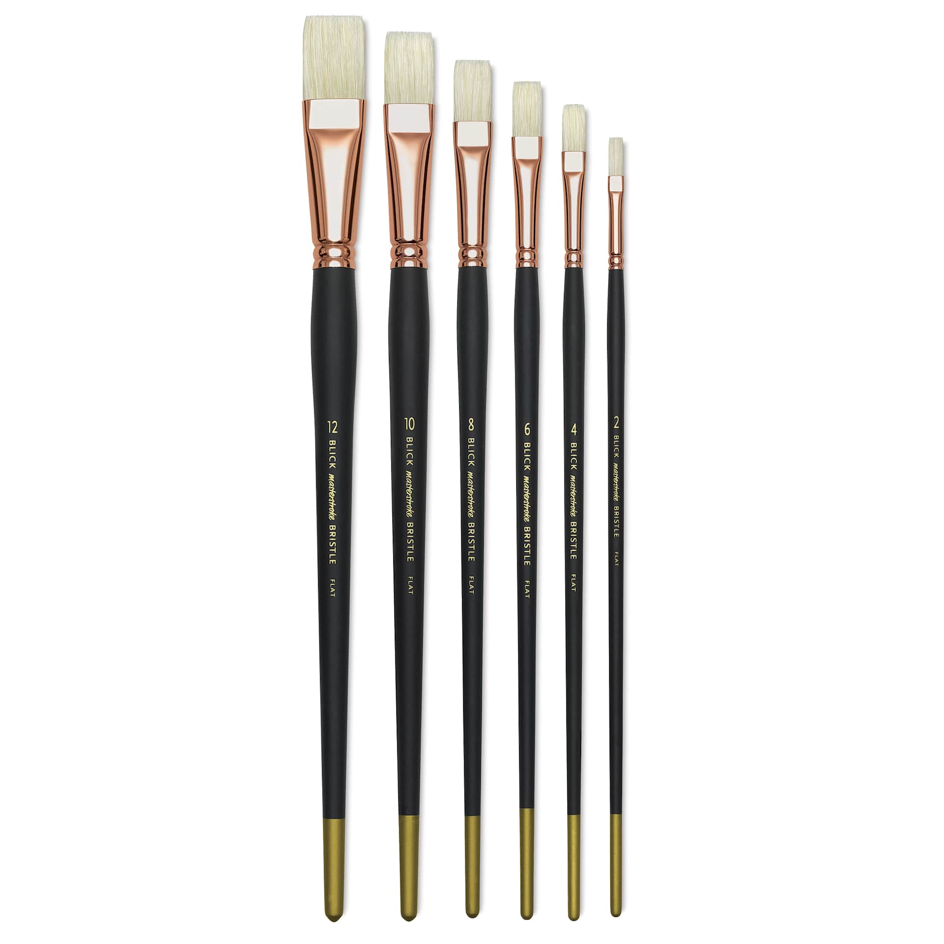 Blick Masterstroke Interlocking Bristle Brush Set - Flat, Long Handle, Set of 6