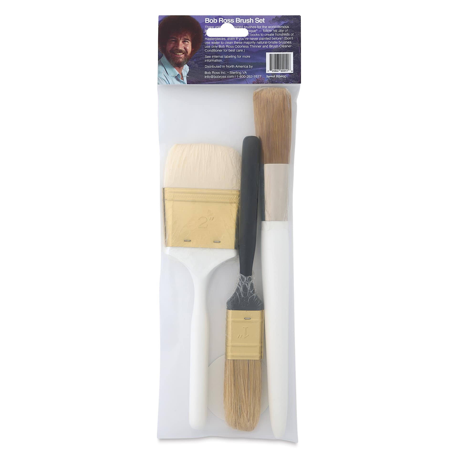Bob Ross Happy Little Trees Brushes - Set of 3 back of package