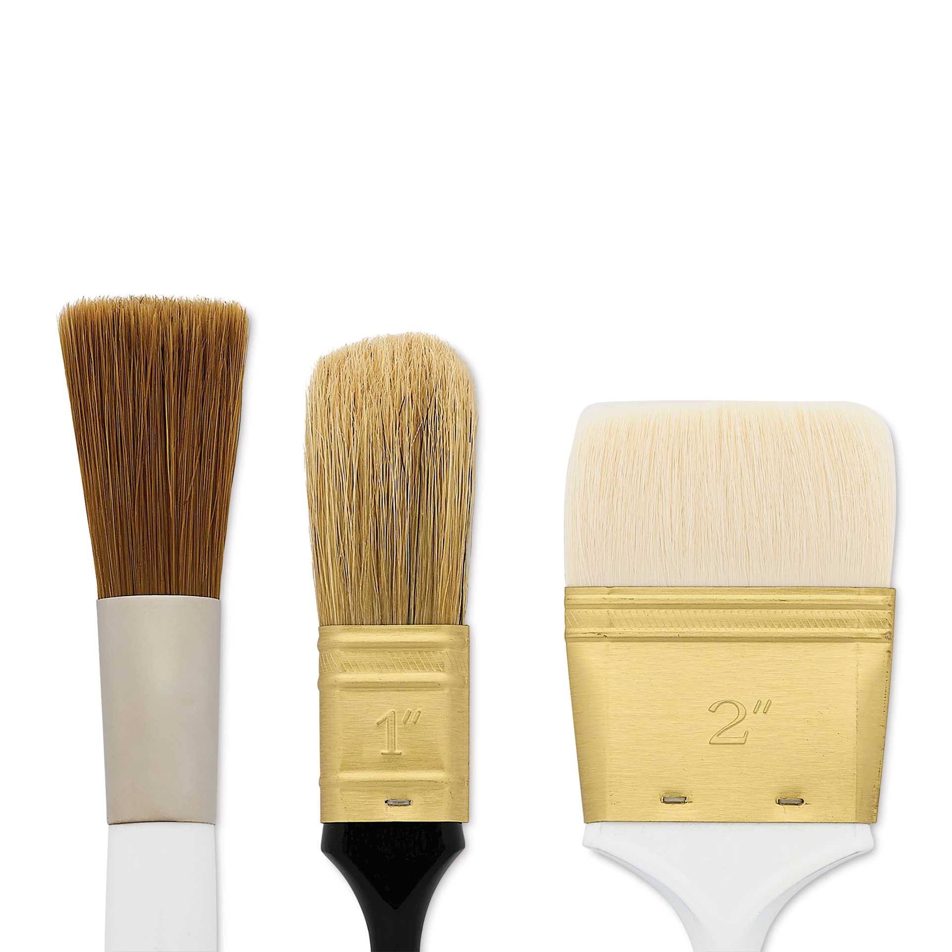 Bob Ross Happy Little Trees Brushes - Set of 3 close up of brush ends