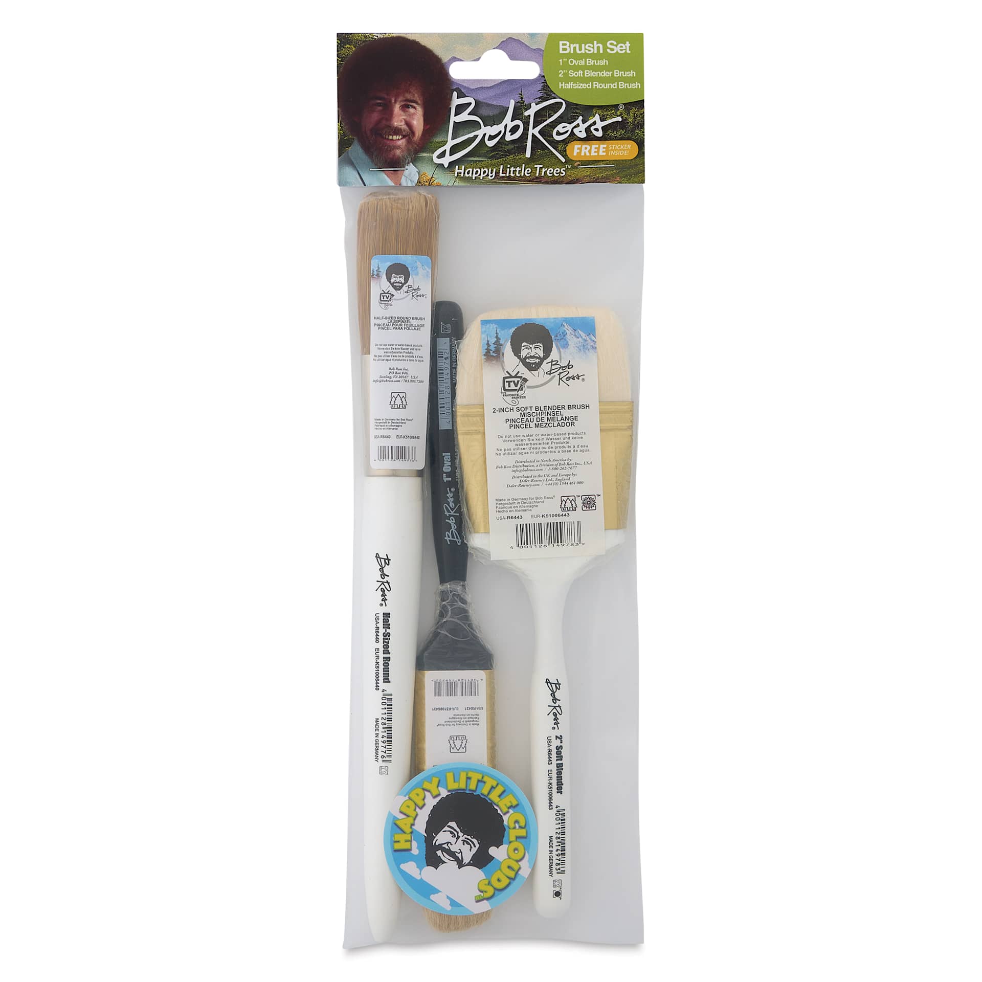 Bob Ross Happy Little Trees Brushes - Set of 3 front of package