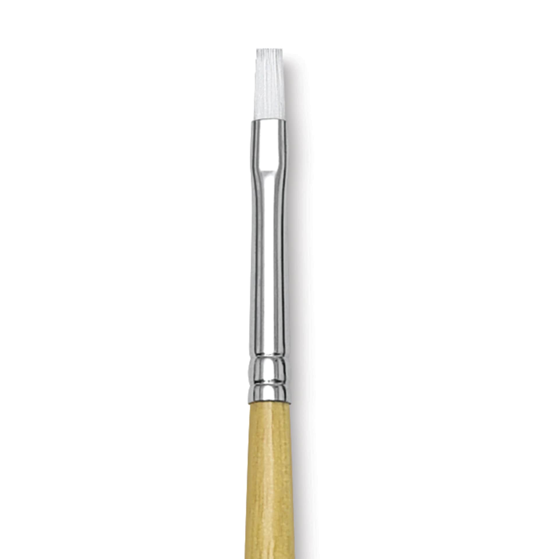 Blick Academic White Synthetic Brush - Flat, Size 4, close-up of brush