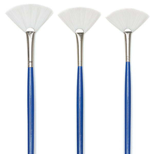 Wonder White Fan Brushes, Set of 3, Long Handle