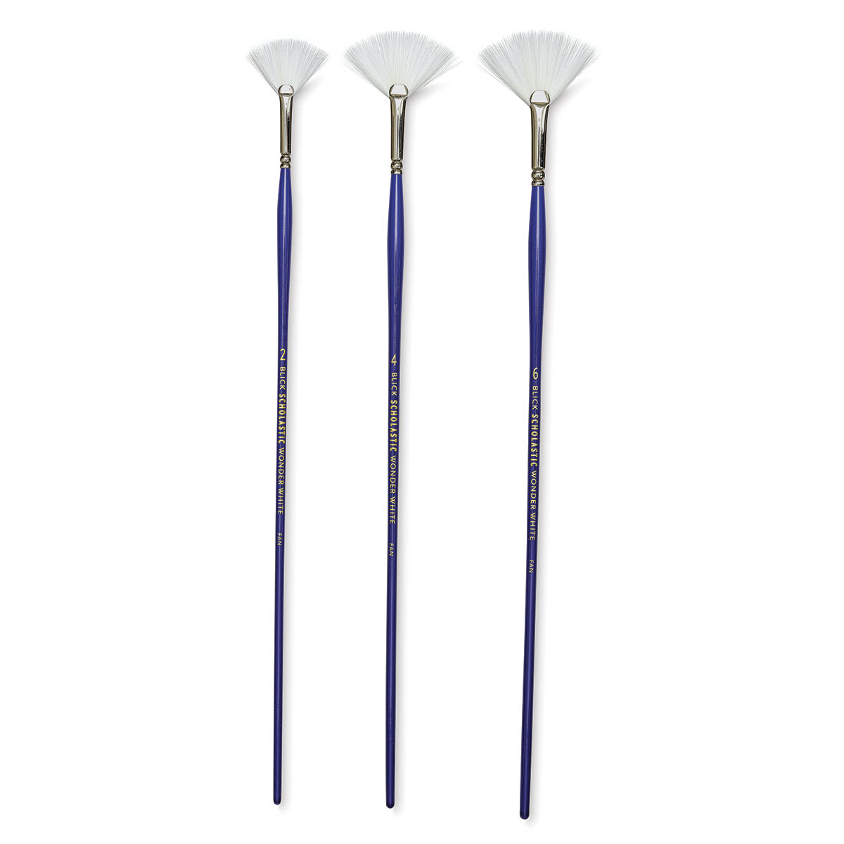 Blick Scholastic Wonder White Brush Set - Fan, Long Handle, Set of 3 Blick Scholastic Wonder White Brush Set - Fan, Long Handle, Set of 3