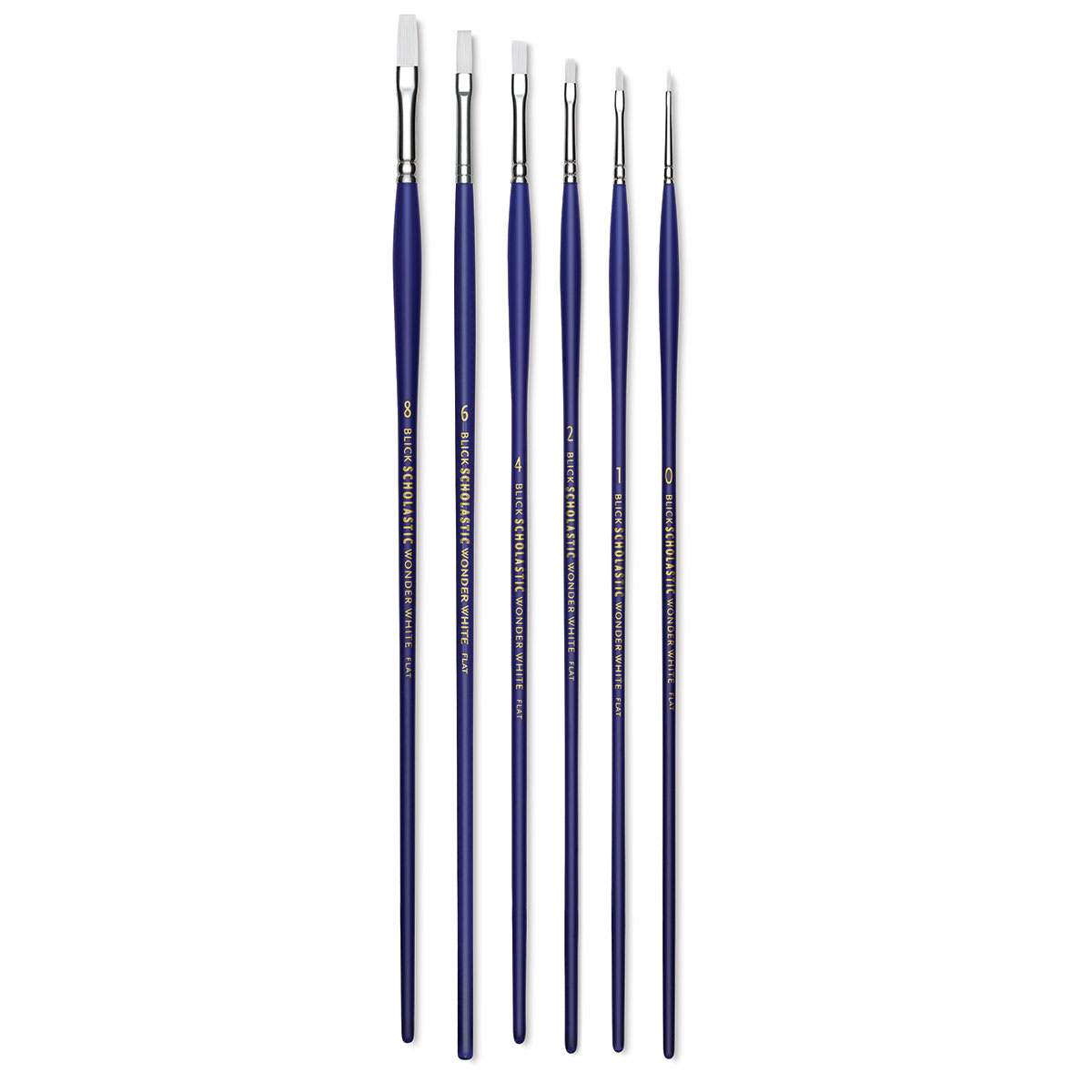 Blick Scholastic Wonder White Brush Set - Flat, Long Handle, Set of 6