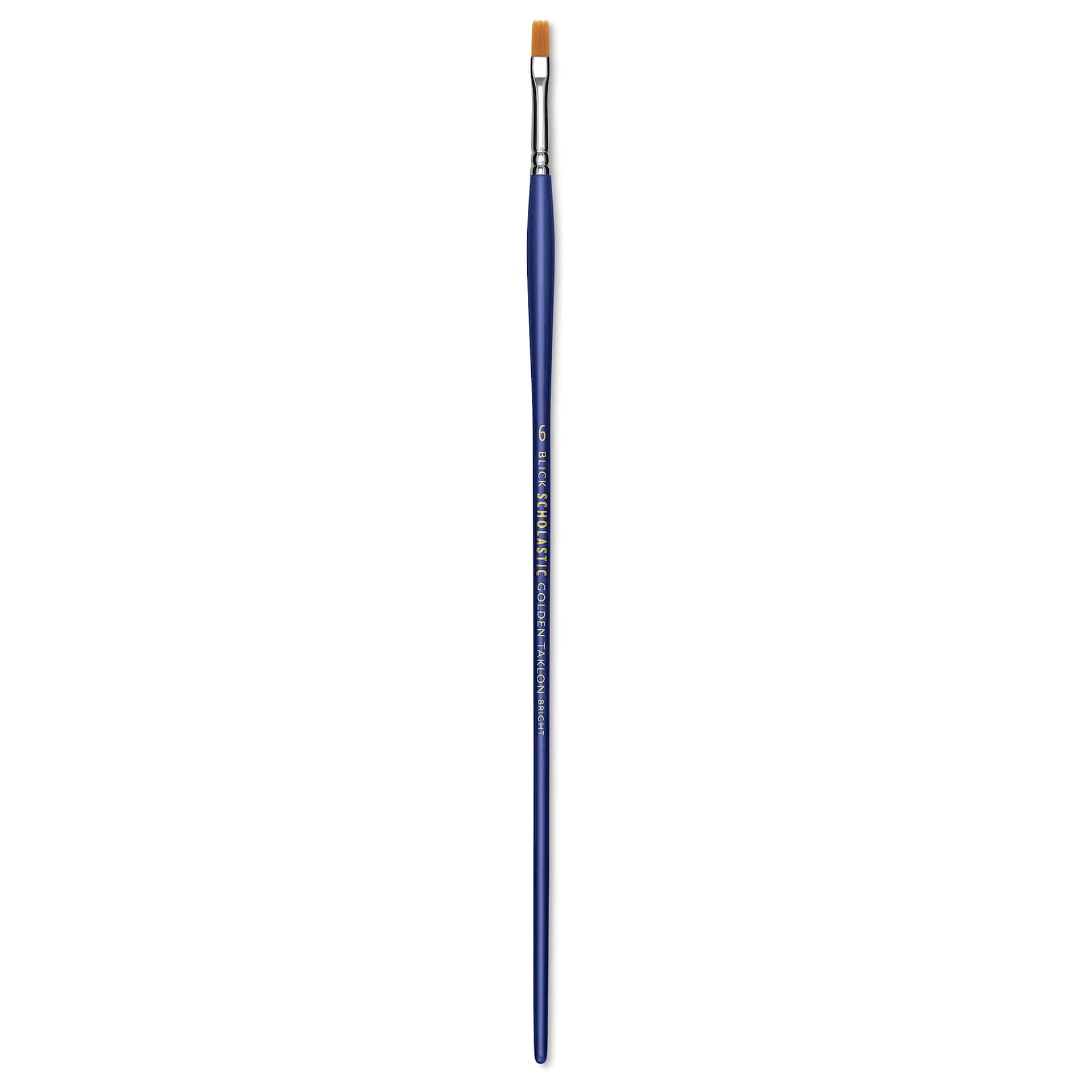 Blick Scholastic Golden Taklon Brush - Bright, Long Handle, Size 6