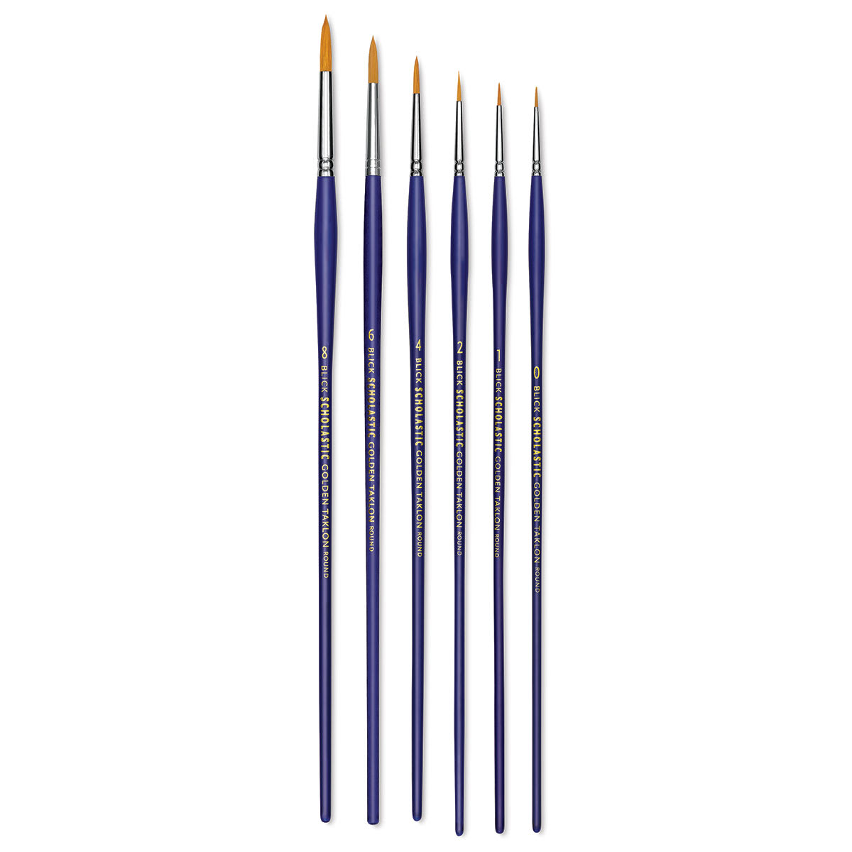 Blick Scholastic Golden Taklon Brush Set - Round, Long Handle, Set of 6