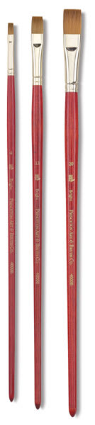 Heritage Series 4000 Synthetic Brushes - 3 Bright brushes shown upright
