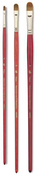 Heritage Series 4000 Synthetic Brushes - Three Filbert Brushes shown upright