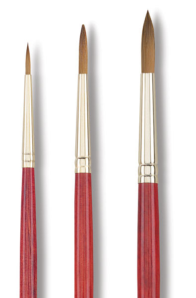 Heritage Series 4000 Synthetic Brushes - Closeup of three Round Brushes
