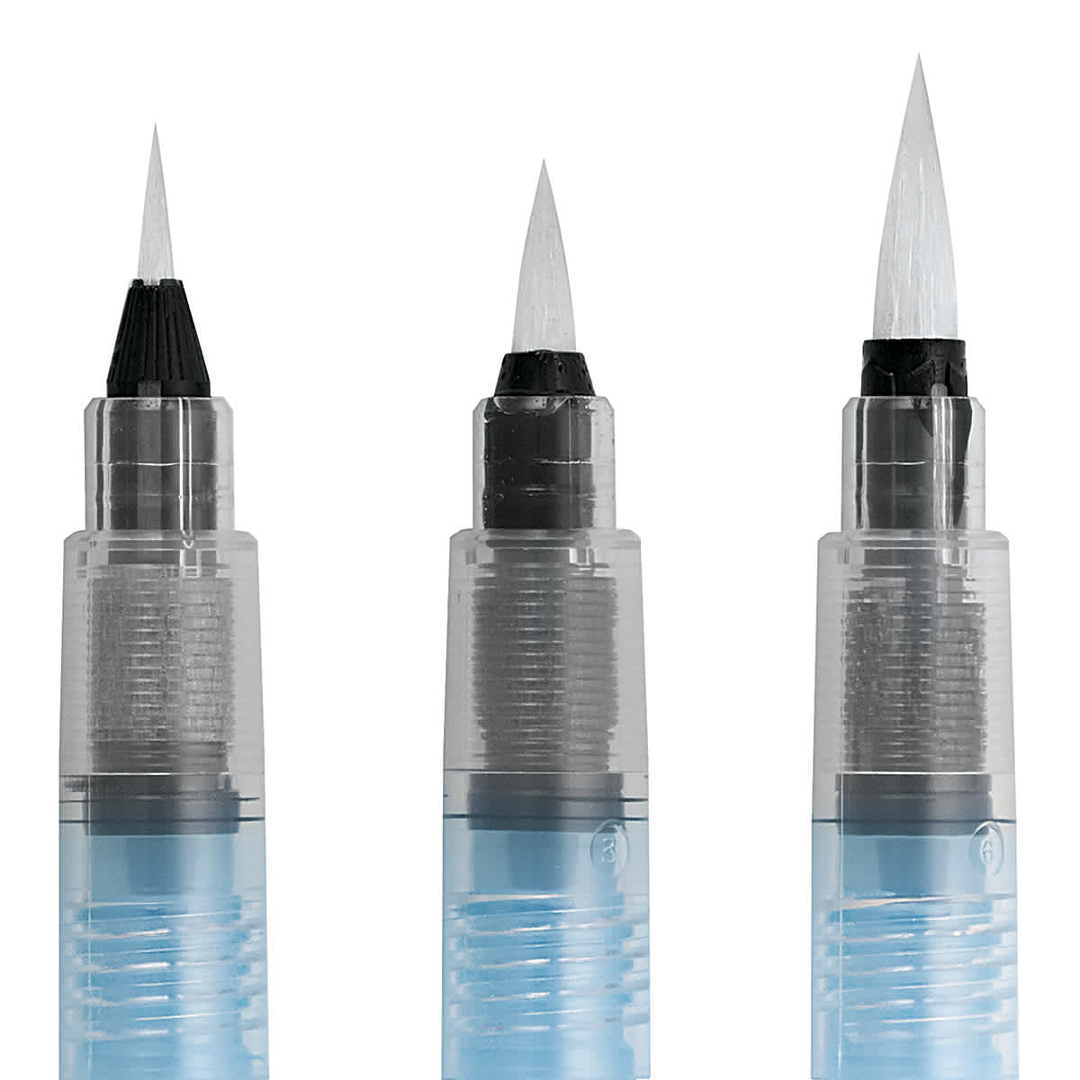 Pentel Aquash Water Brush - Set of 3, view of brush tips Pentel Aquash Water Brush - Set of 3, view of brush tips