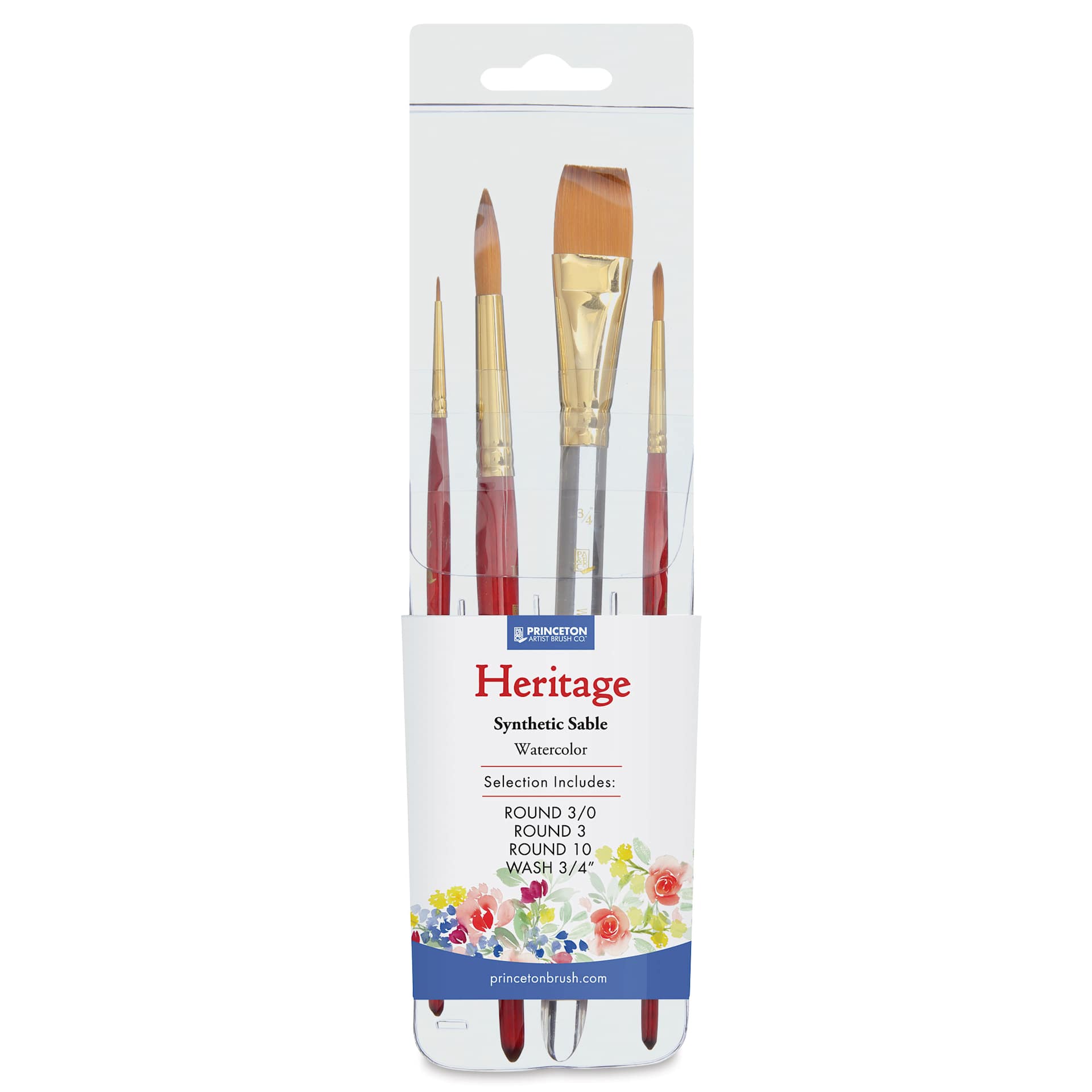 Princeton Pro Series 4050 Heritage Synthetic Sable Brushes - Set of 4, in packaging
