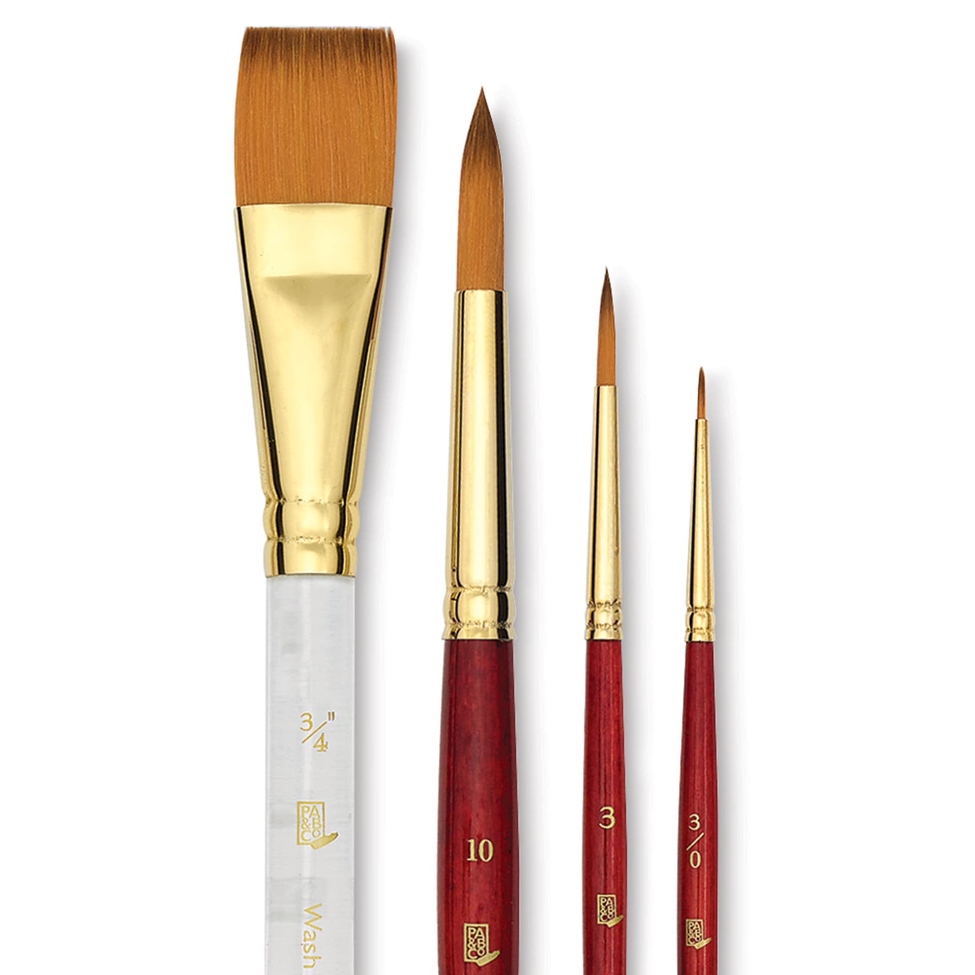 Princeton Pro Series 4050 Heritage Synthetic Sable Brushes - Set of 4, close up