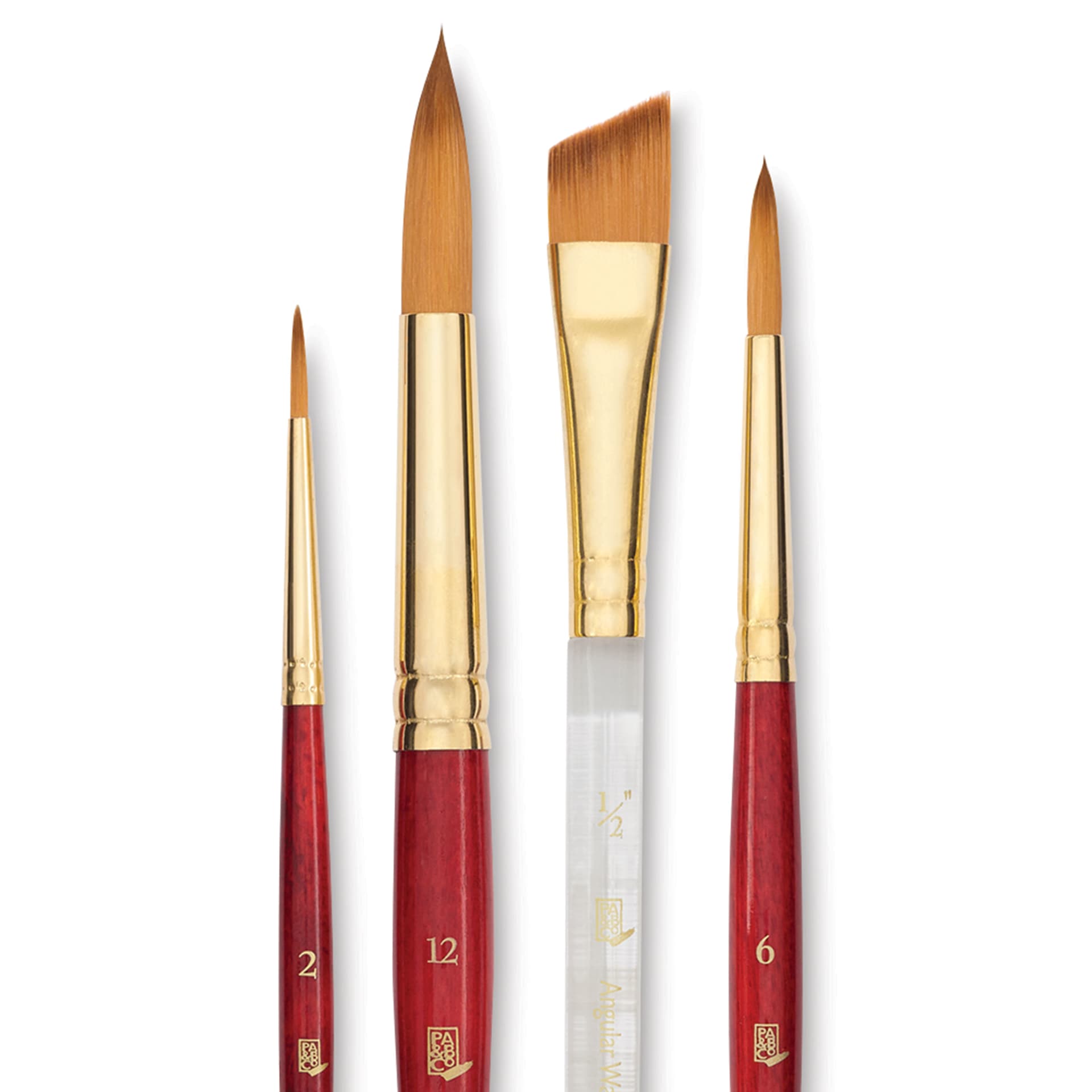 Princeton Series 4050 Heritage Synthetic Sable Brush Set - Blick Exclusive, Set of 4, close up Princeton Series 4050 Heritage Synthetic Sable Brush Set - Blick Exclusive, Set of 4, close up