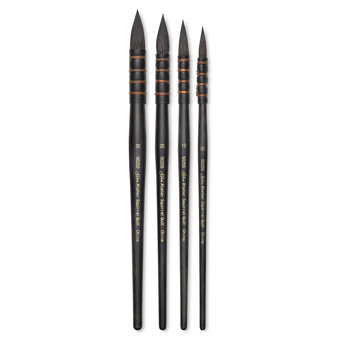 Silver Brush Atelier Series Squirrel Blend Brushes - 4 Brushes shown upright
