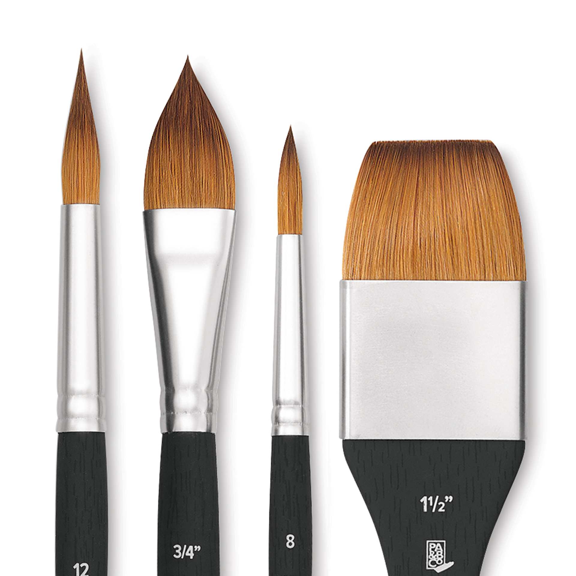 Princeton Aqua Elite Series 4850 Synthetic Brushes - Box Set of 4, close up