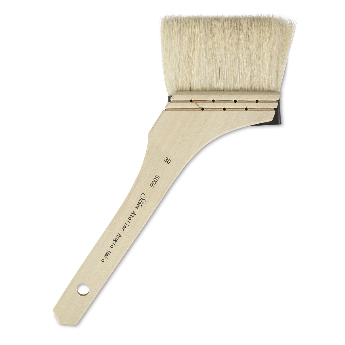 Silver Brush Atelier Hake Brush - Short Handled Angle Brush shown upright
