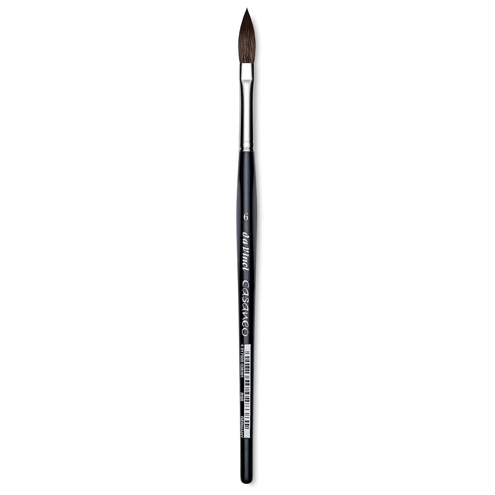 Da Vinci Casaneo Synthetic Squirrel Watercolor Brush - Pointed Oval Wash, Size 6, Short Handle, Synthetic