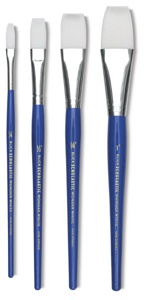 Wonder White One-Stroke Brushes, Set of 4, Short Handle
