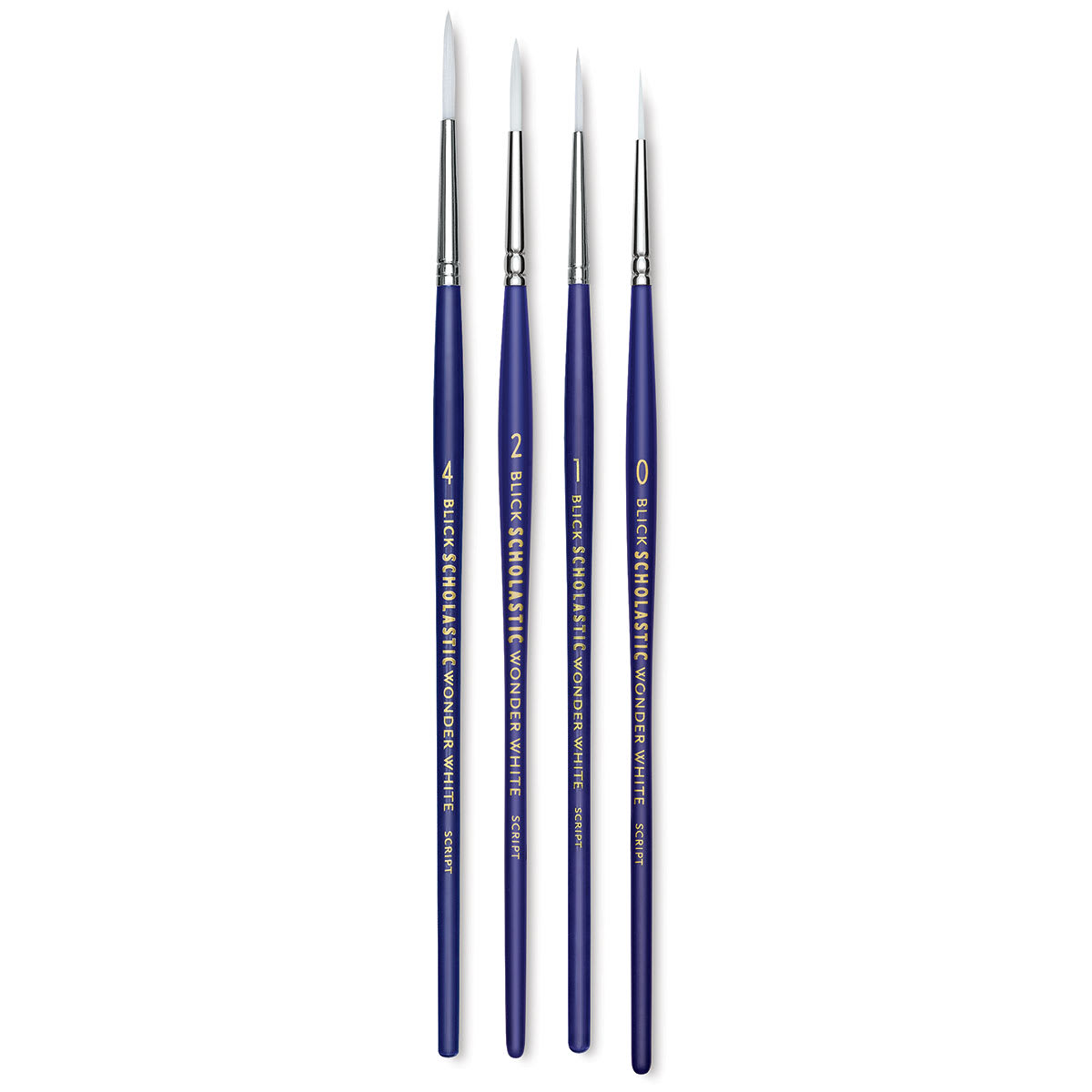Blick Scholastic Wonder White Brush Set - Script, Short Handle, Set of 4