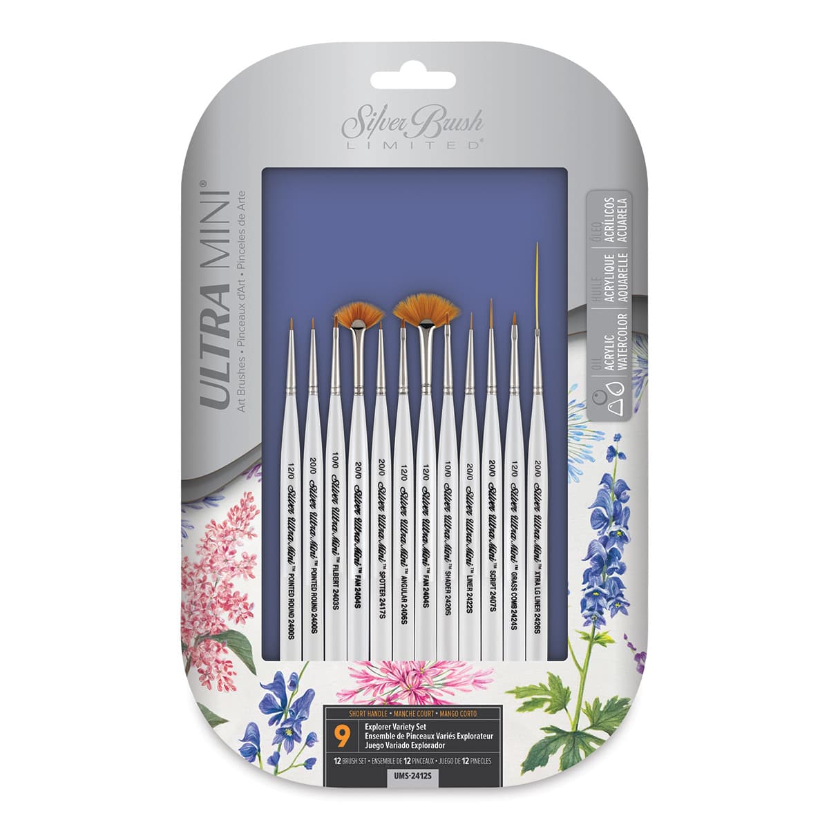 Silver Brush Ultra-Mini Brush Set - Set of 12 (front of package) Silver Brush Ultra-Mini Brush Set - Set of 12 (front of package)
