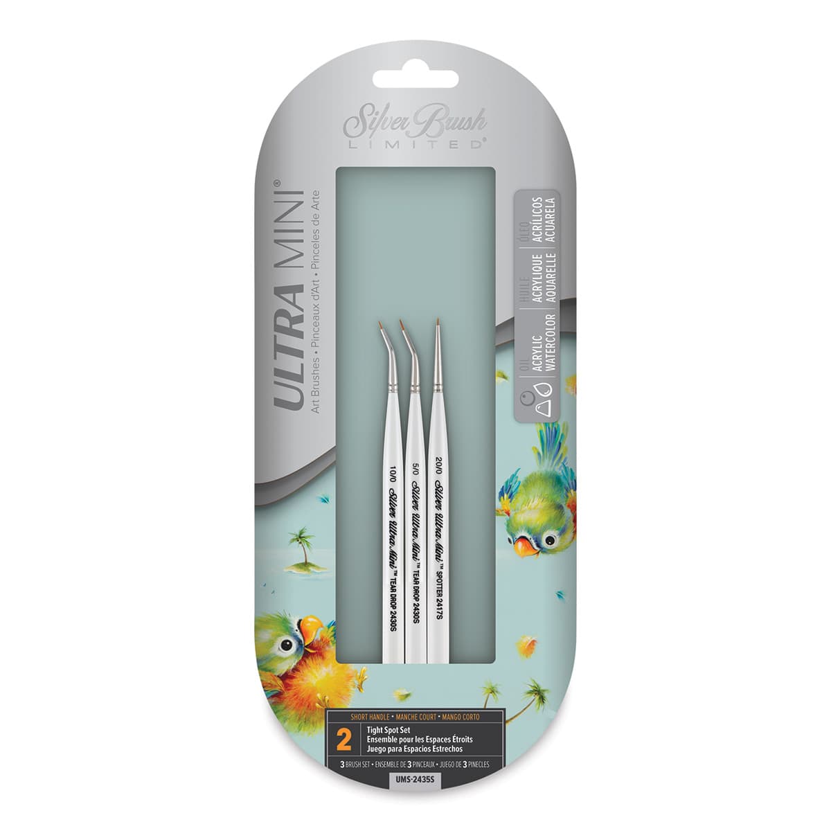 Silver Brush Ultra-Mini Brush Set - Tight Spot Brushes, Set of 3 (Front of package) Silver Brush Ultra-Mini Brush Set - Tight Spot Brushes, Set of 3 (Front of package)