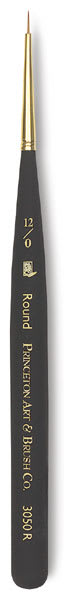 Princeton Mini Detailer Series 300 Synthetic Brushes, Round Mini Brush - Size 12/0 Princeton Mini Detailer Series 300 Synthetic Brushes, Round Mini Brush - Size 12/0