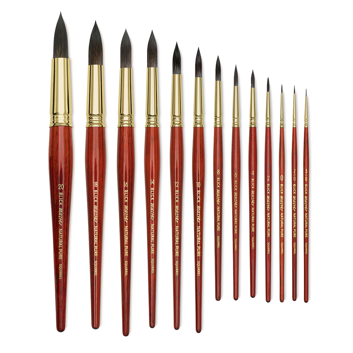 Blick Master Natural Pure Squirrel Round Brush - Assorted sizes of Round Brushes shown upright
Blick Master Natural Pure Squirrel Round Brush - Assorted sizes of Round Brushes shown upright