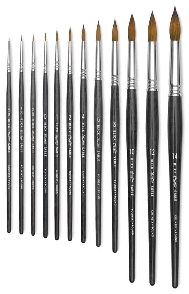 Blick Studio Sable Brushes - Twelve Round brushes shown upright in row
