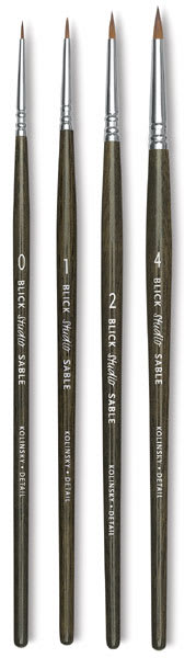 Blick Studio Sable Brushes - Four Detail Round Brushes upright
