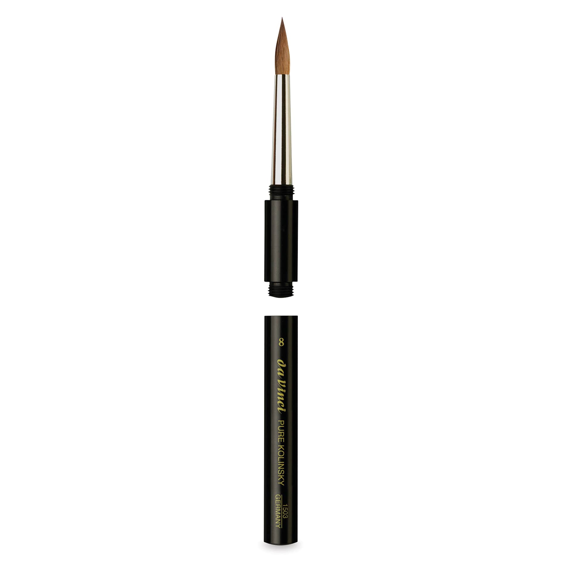Da Vinci Maestro Kolinsky Brush - Travel Round, Short Handle, Size 8 brush removed from handle