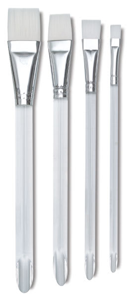 Wonder White Flat Foot Brushes - Set of 4, Short Handle
