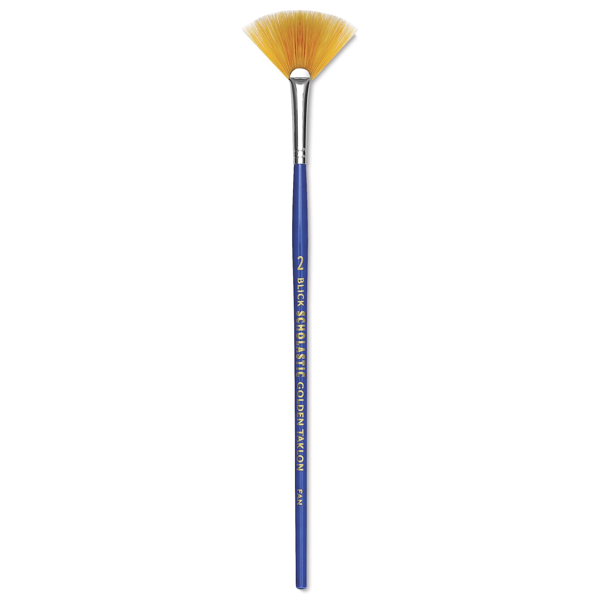 Blick Scholastic Short Handle Golden Taklon Brush - Fan, Short Handle, Size 2