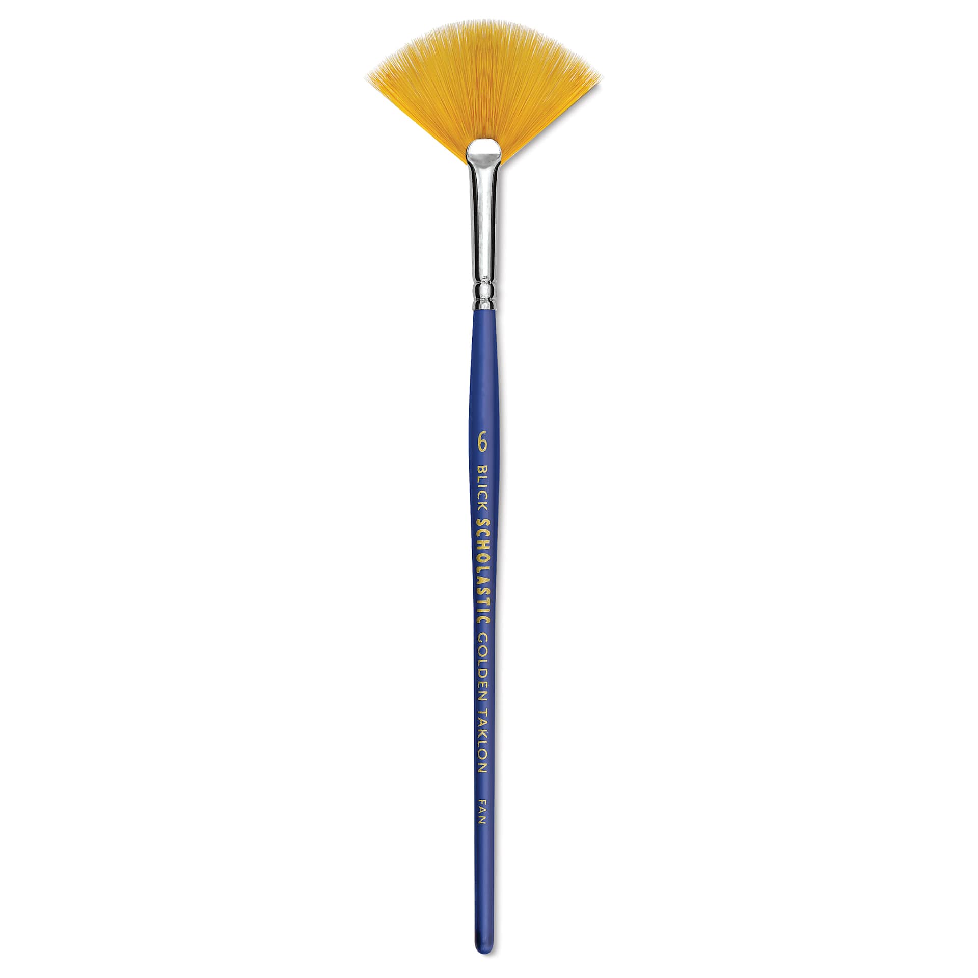 Blick Scholastic Short Handle Golden Taklon Brush - Fan, Short Handle, Size 6