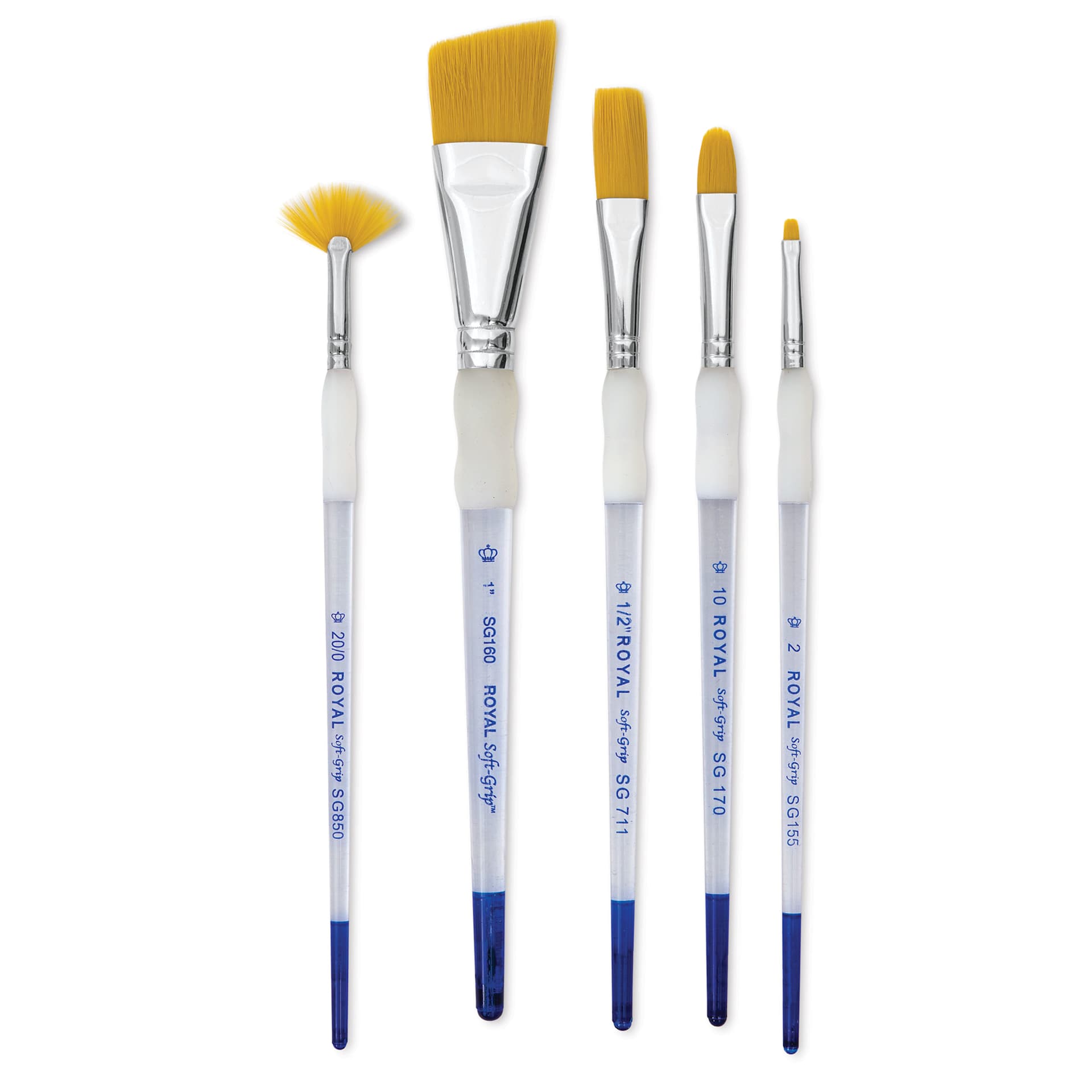 Royal & Langnickel Soft Grip Golden Taklon Brushes - Assorted, Short Handle, Set of 5 Royal & Langnickel Soft Grip Golden Taklon Brushes - Assorted, Short Handle, Set of 5