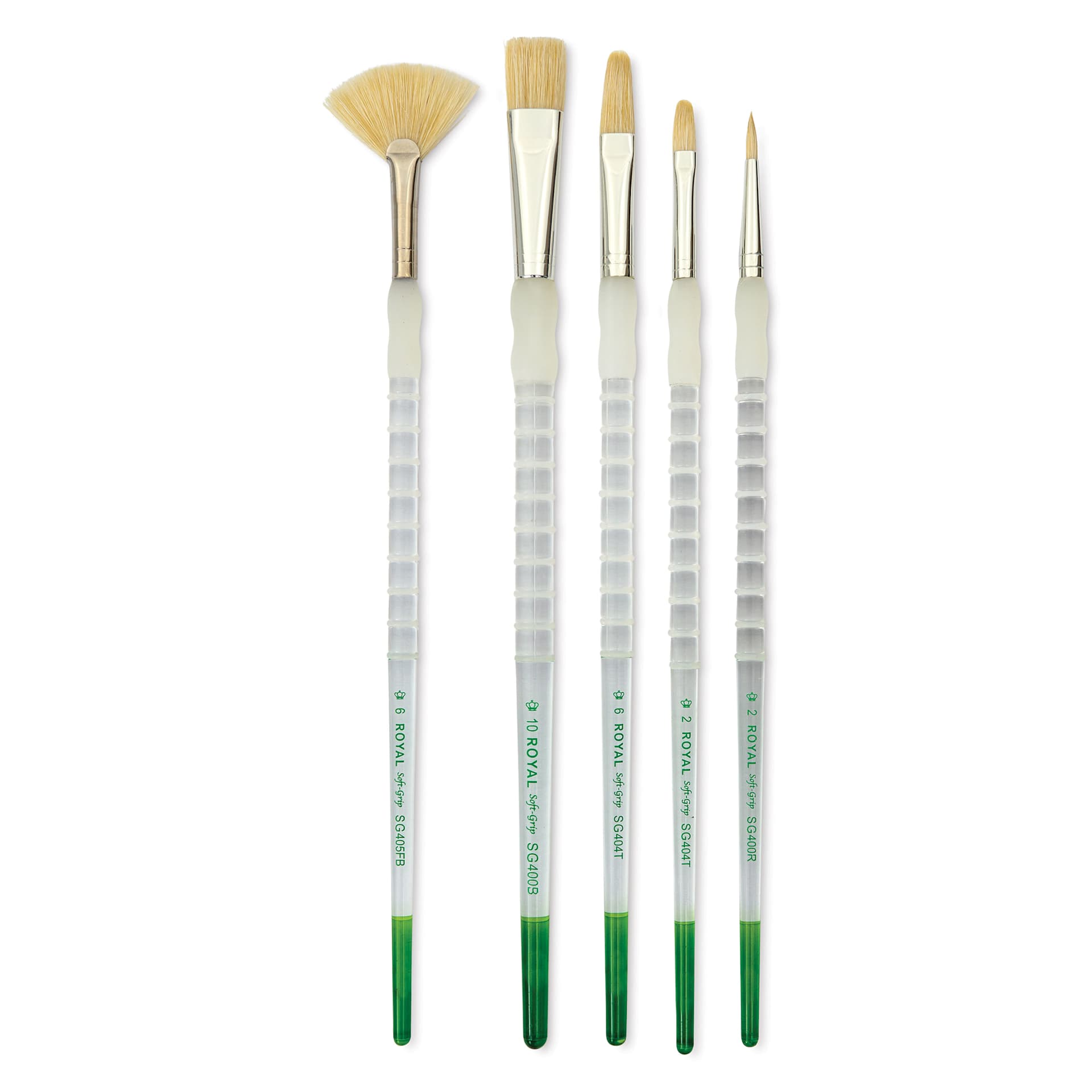 Royal & Langnickel Soft Grip White Hog Bristle Value Brushes - SG505, Set of 5 Royal & Langnickel Soft Grip White Hog Bristle Value Brushes - SG505, Set of 5