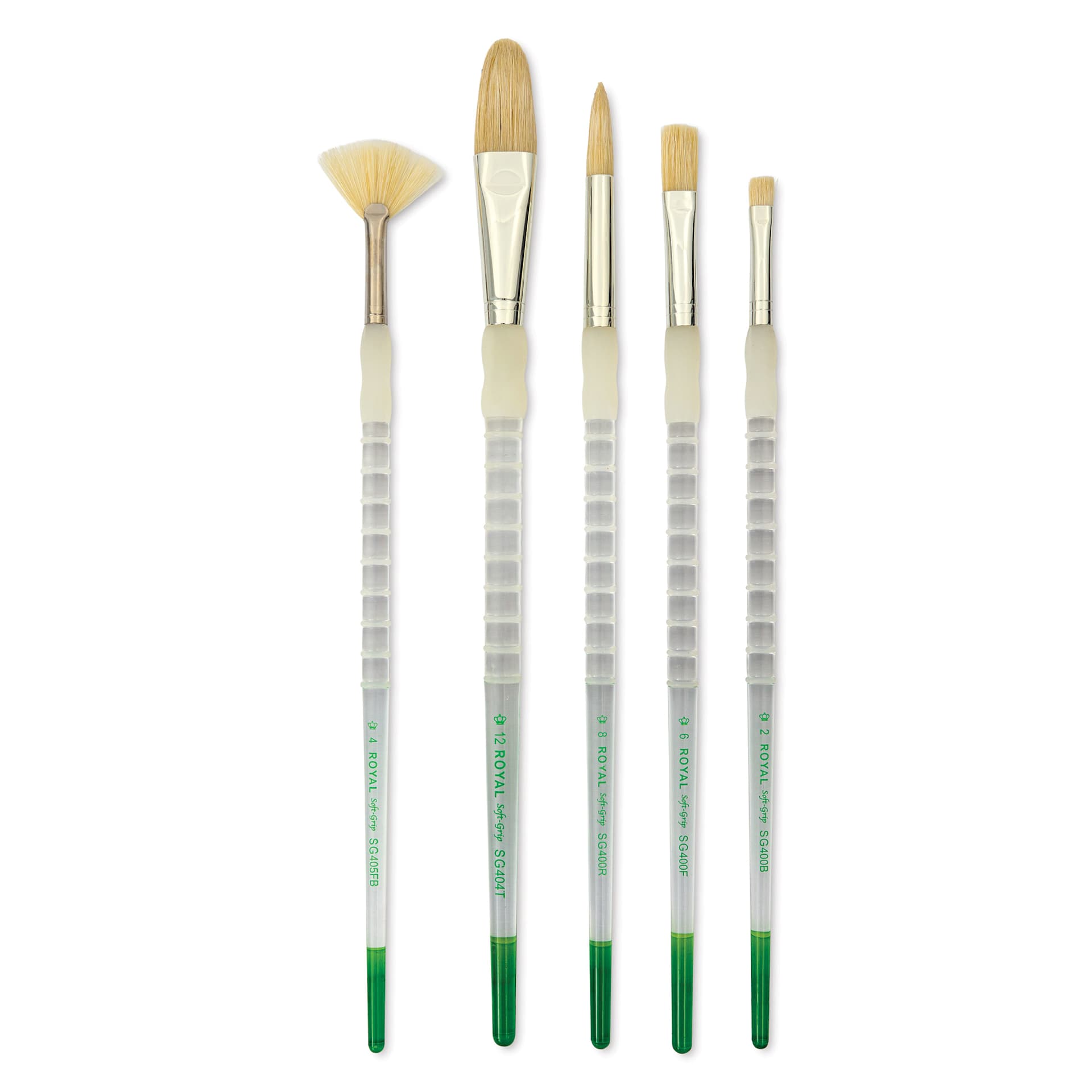 Royal & Langnickel Soft Grip White Hog Bristle Value Brushes - SG506, Set of 5 Royal & Langnickel Soft Grip White Hog Bristle Value Brushes - SG506, Set of 5