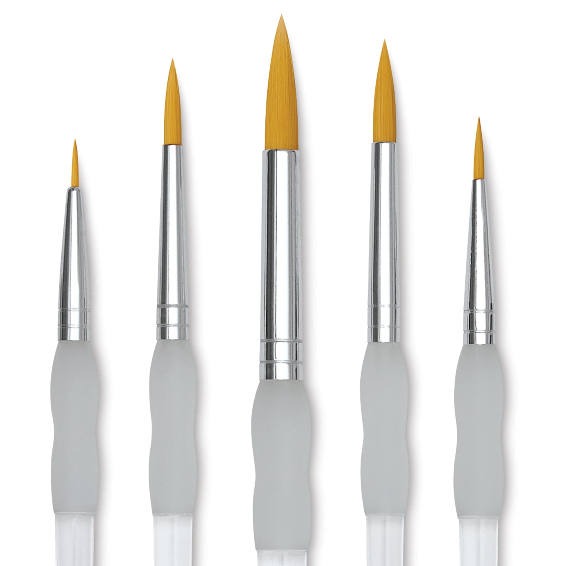 Royal Langnickel Soft Grip Golden Taklon Brush Set - Round, Short Handle, Set of 5