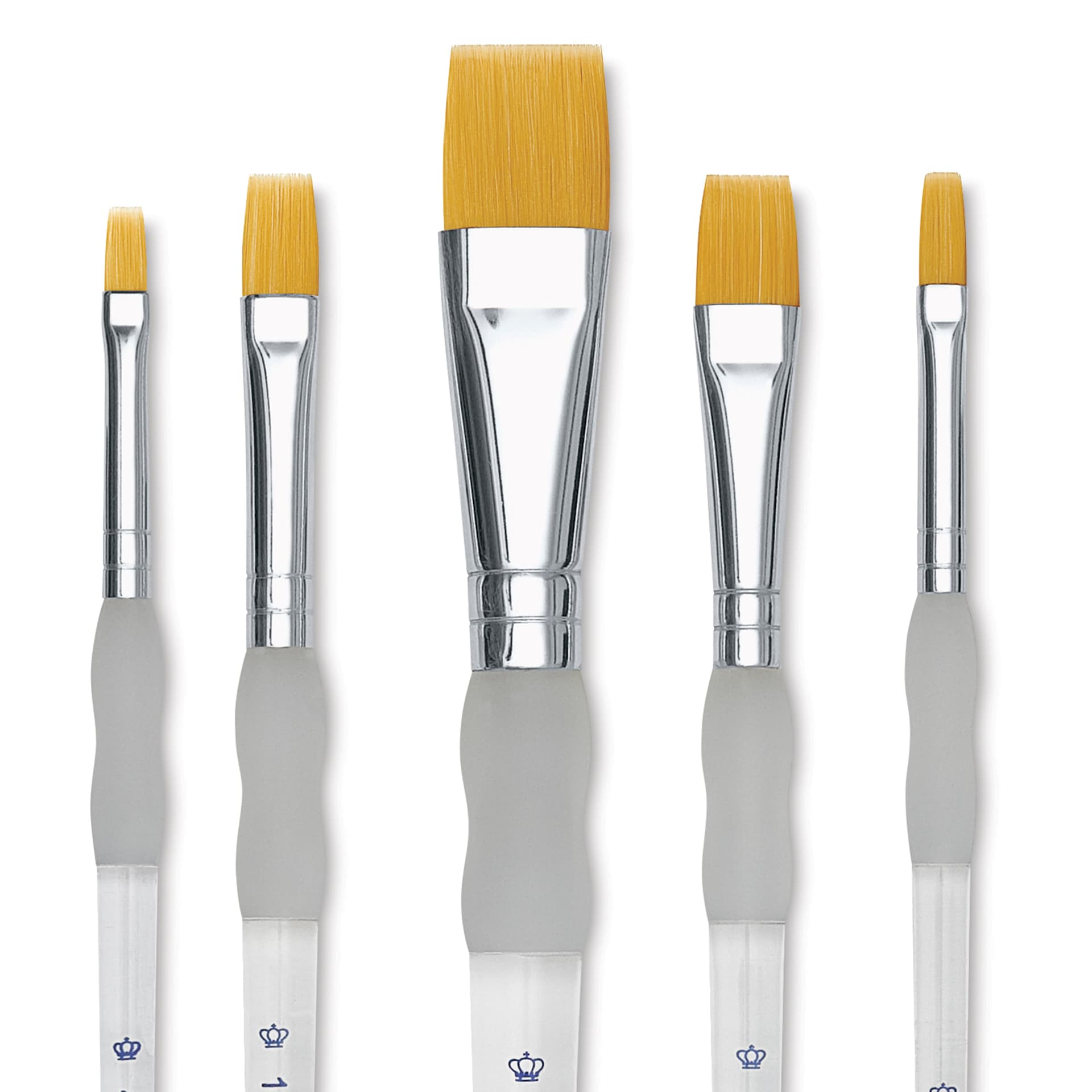 Royal Langnickel Soft Grip Golden Taklon Brush Set - Flat, Short Handle, Set of 5