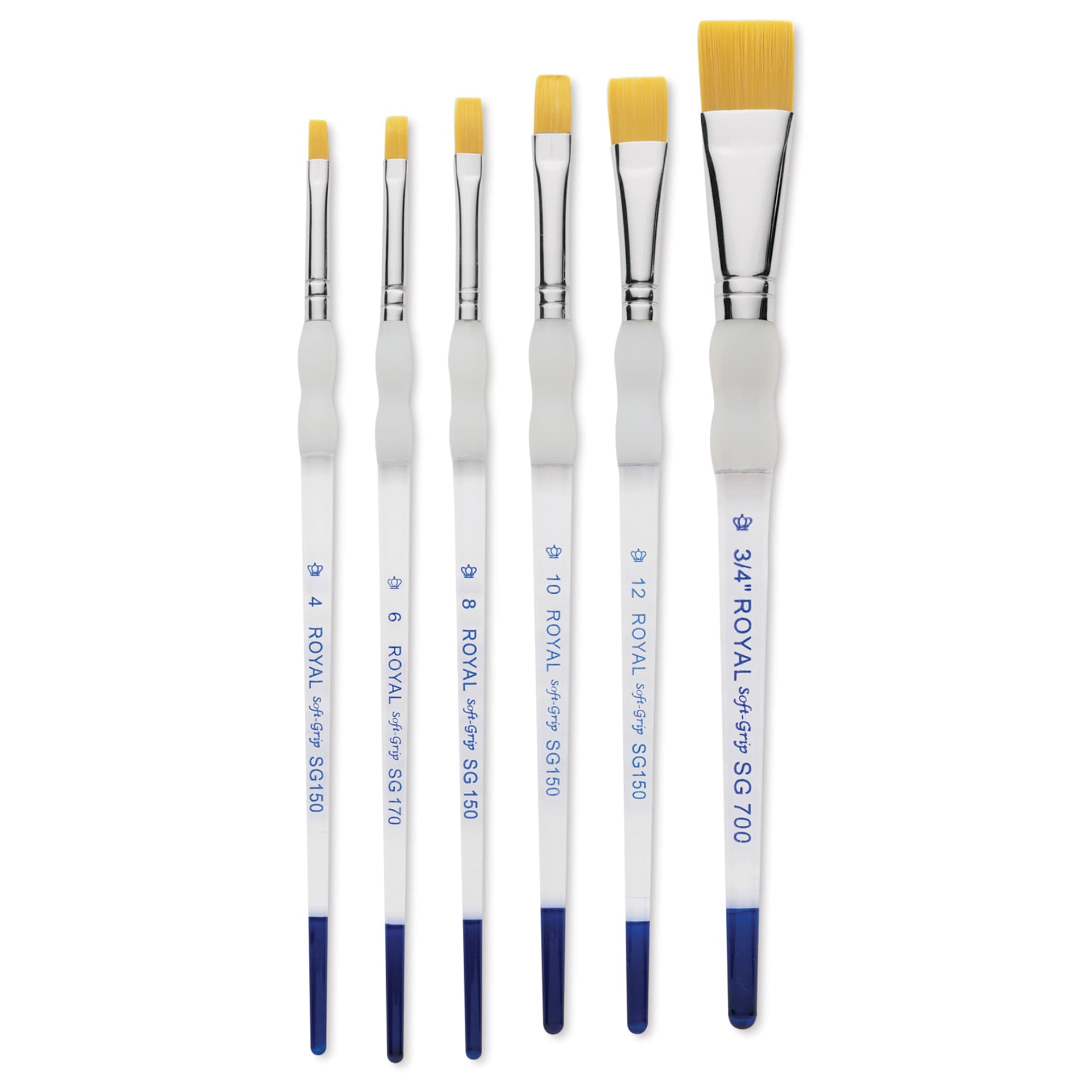 Royal Langnickel Soft Grip Golden Taklon Brush Set - Flats, Set of 72