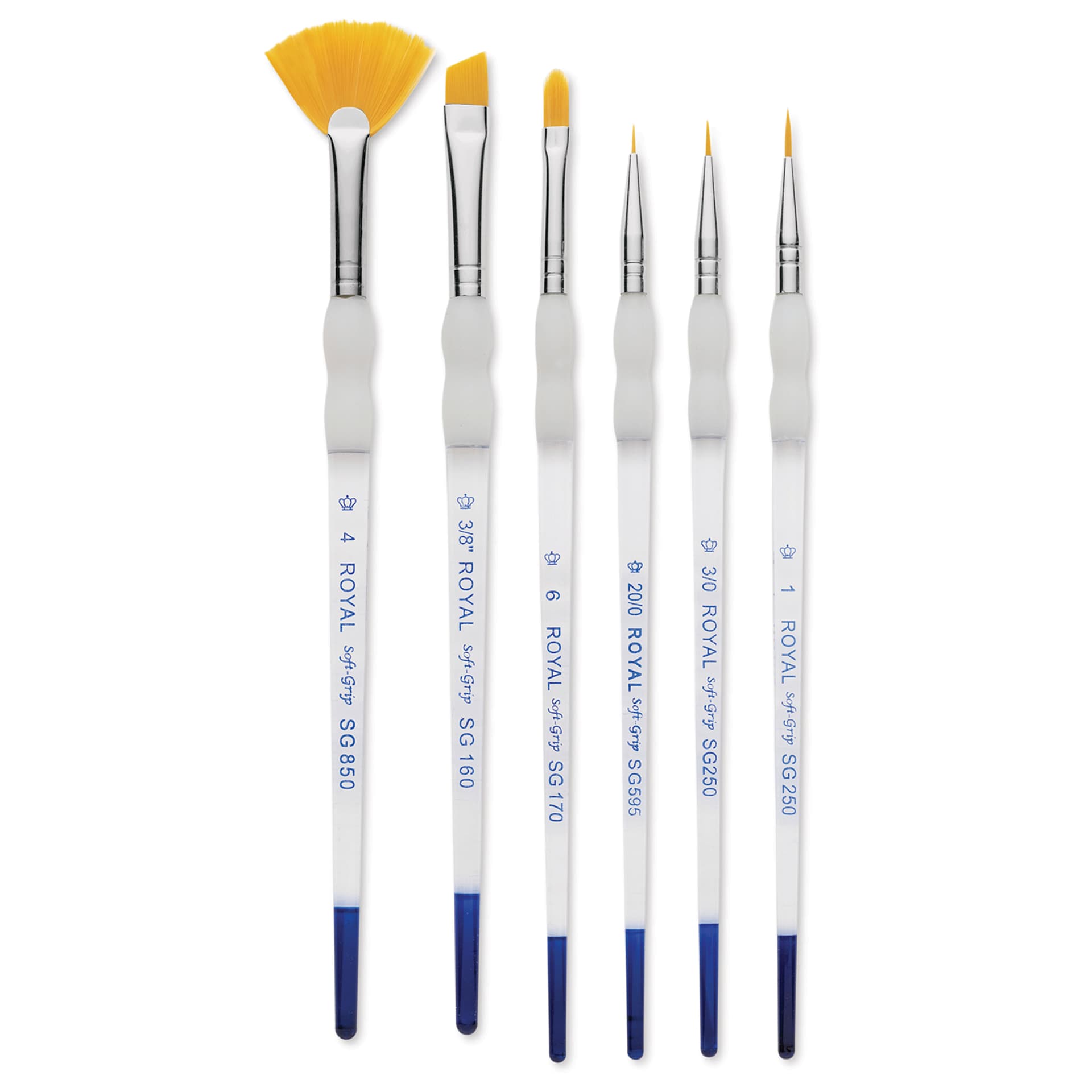 Royal Langnickel Soft Grip Golden Taklon Brush Set - General Assortment, Set of 72