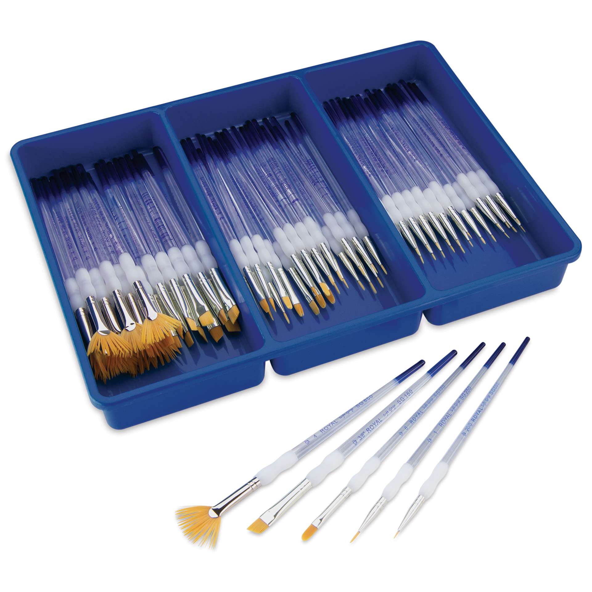 Royal Langnickel Soft Grip Golden Taklon Brush Set - General Assortment, Set of 72