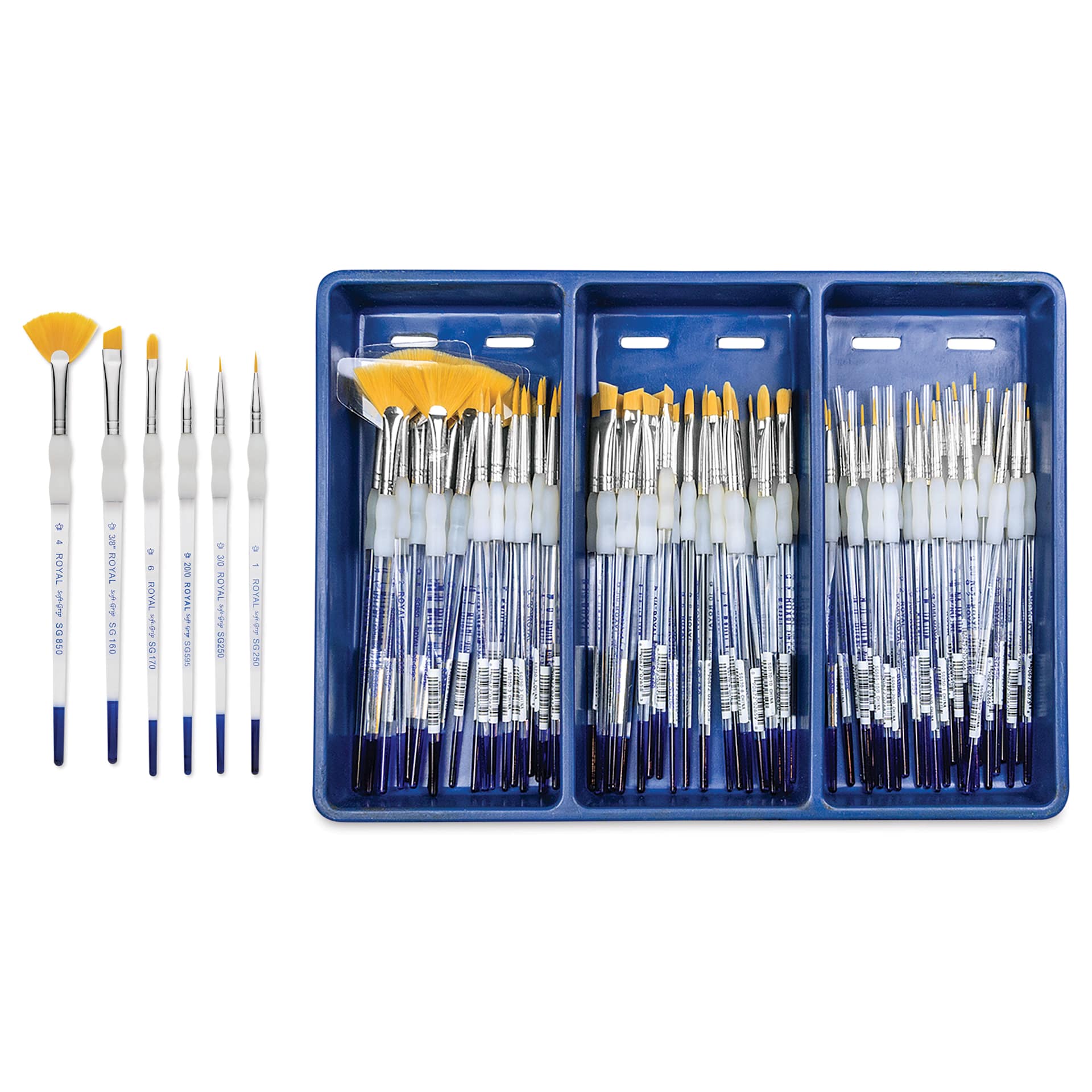 Royal Langnickel Soft Grip Golden Taklon Brush Set - General Assortment, Set of 72