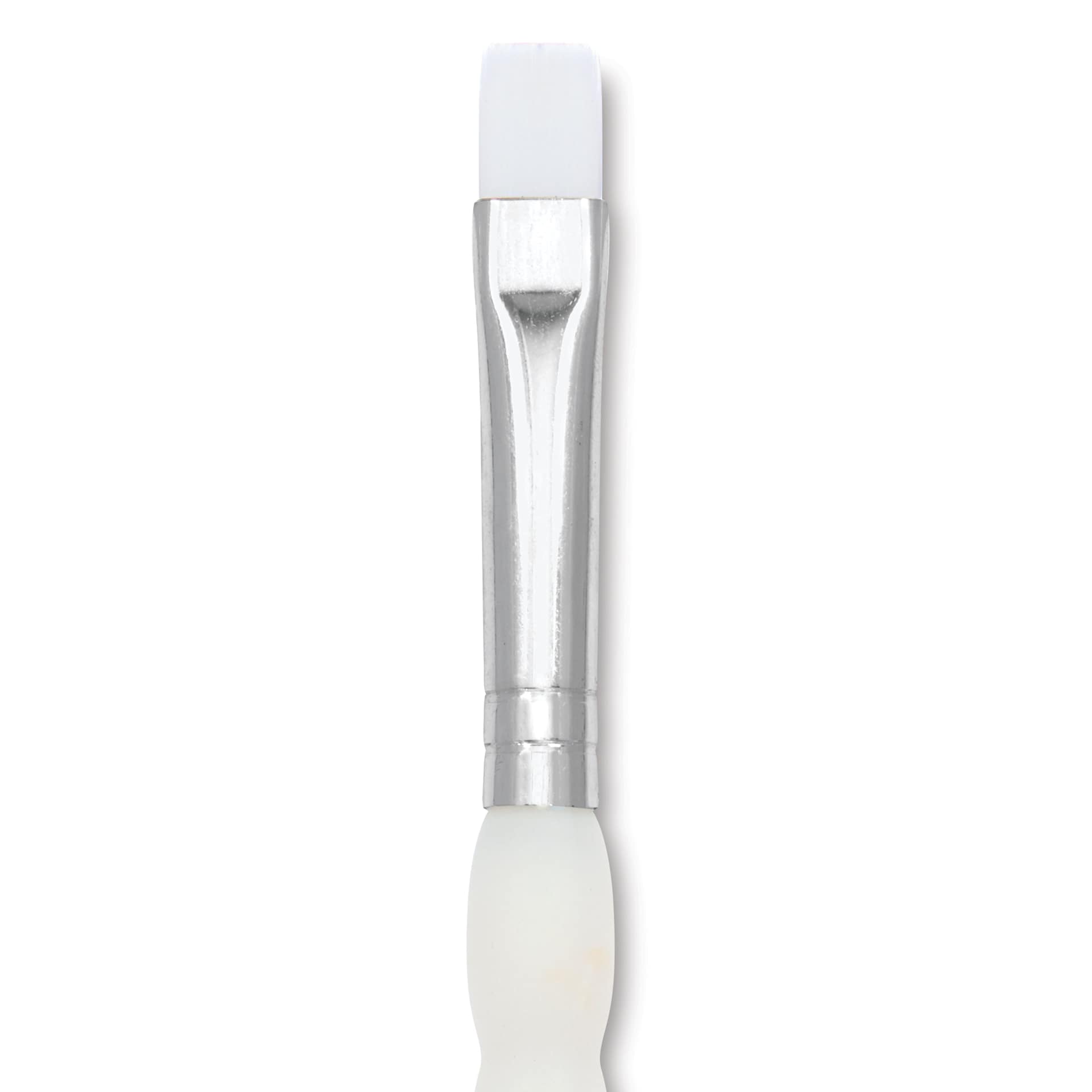 Royal & Langnickel Soft Grip White Taklon Brush - Bright, Short Handle, Size 4, close-up