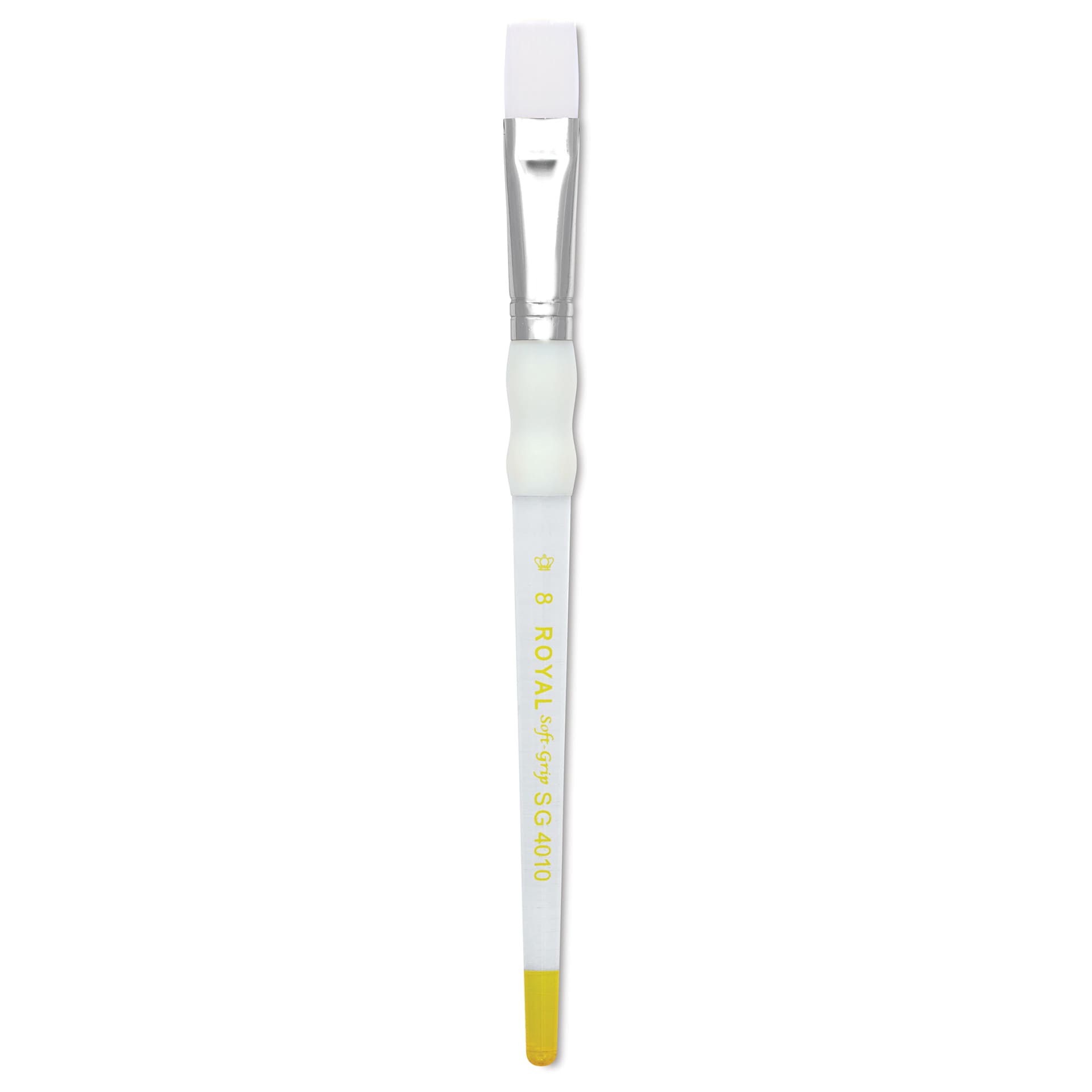 Royal & Langnickel Soft Grip White Taklon Brush - Bright, Short Handle, Size 8