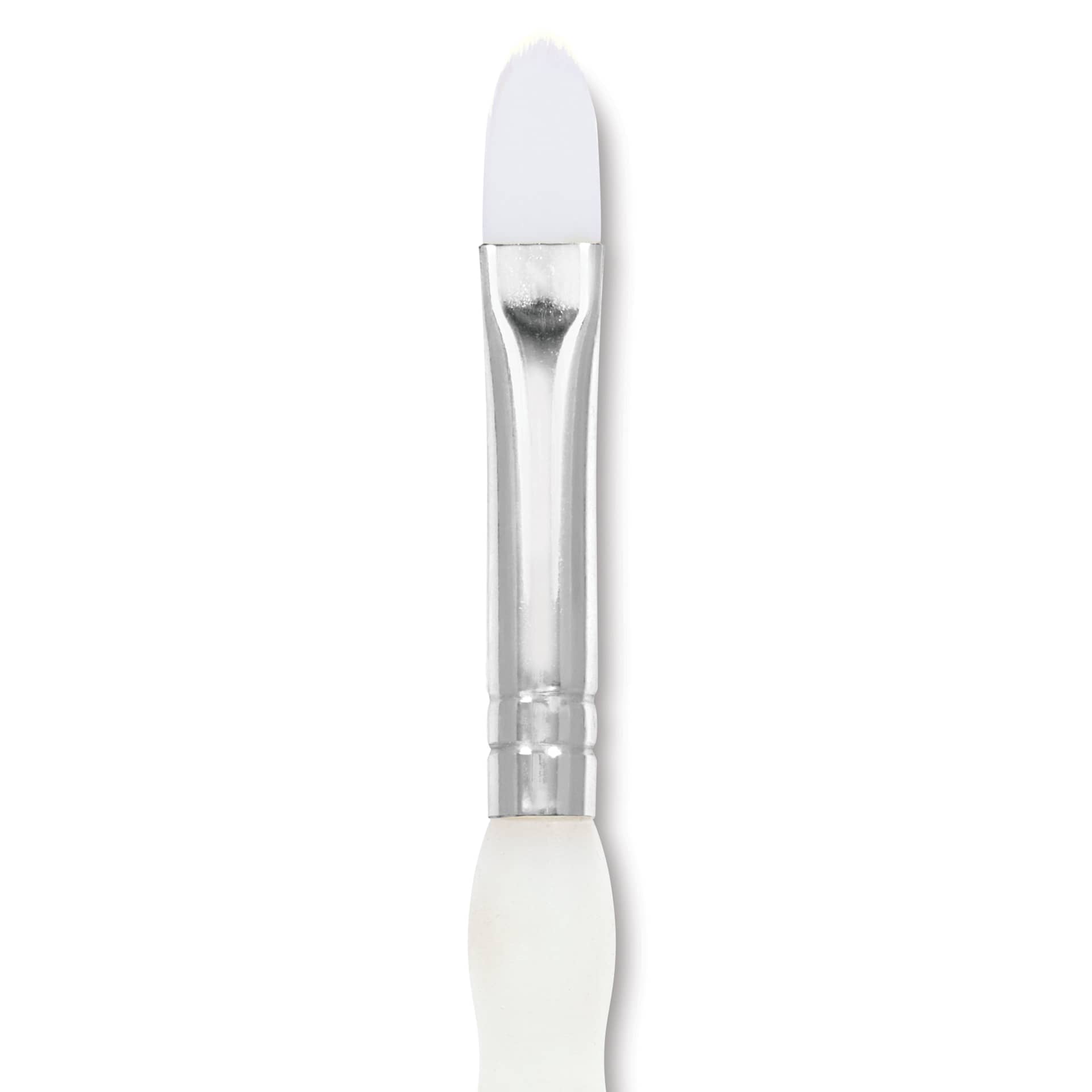 Royal & Langnickel Soft Grip White Taklon Brush - Filbert, Short Handle, Size 4, close-up