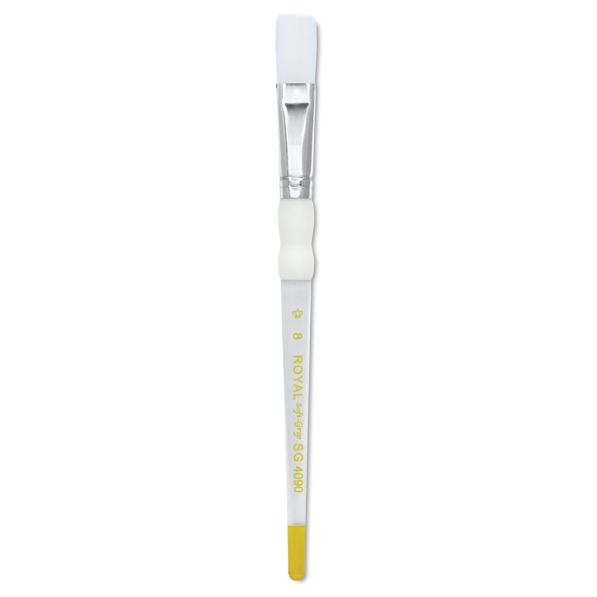 Royal & Langnickel Soft Grip White Taklon Brush - Flat, Short Handle, Size 8