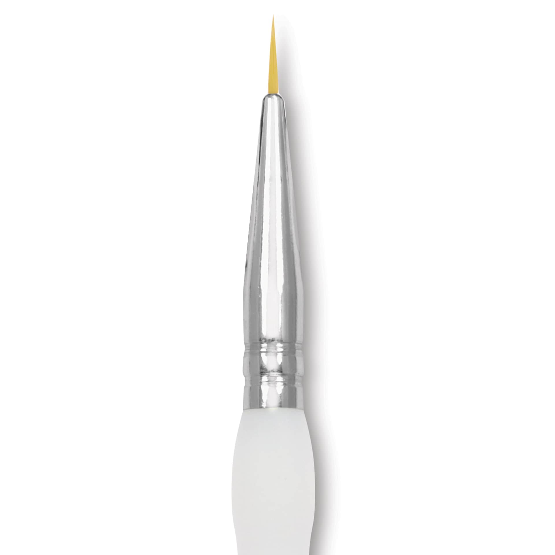 Royal & Langnickel Soft Grip Golden Taklon Brush - Short Liner, Short Handle, Size 10/0, close-up
