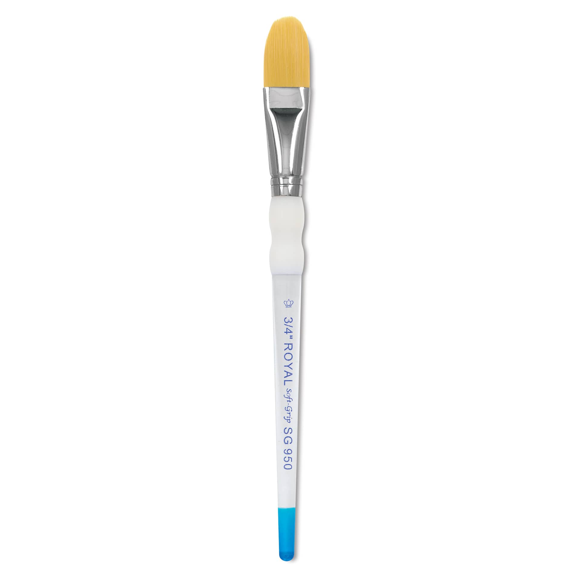 Royal & Langnickel Soft Grip Golden Taklon Brush - Oval Wash, Short Handle, Size 3/4"