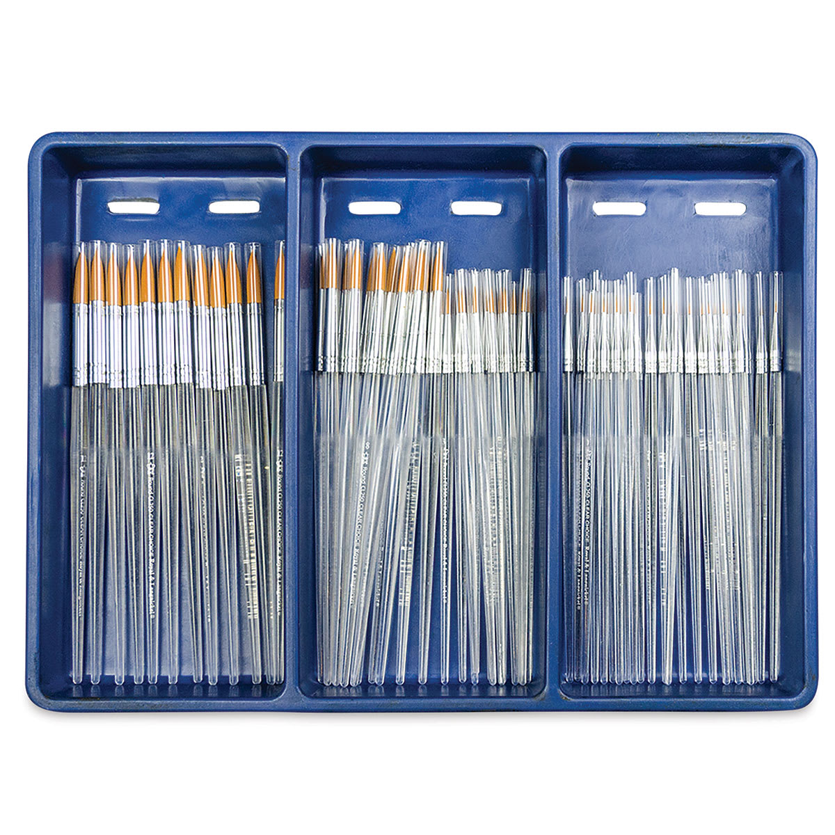 Royal Langnickel Clear Choice Brush Set - Golden Taklon, Round, Set of 60, Short Handle, in open packaging Royal Langnickel Clear Choice Brush Set - Golden Taklon, Round, Set of 60, Short Handle, in open packaging